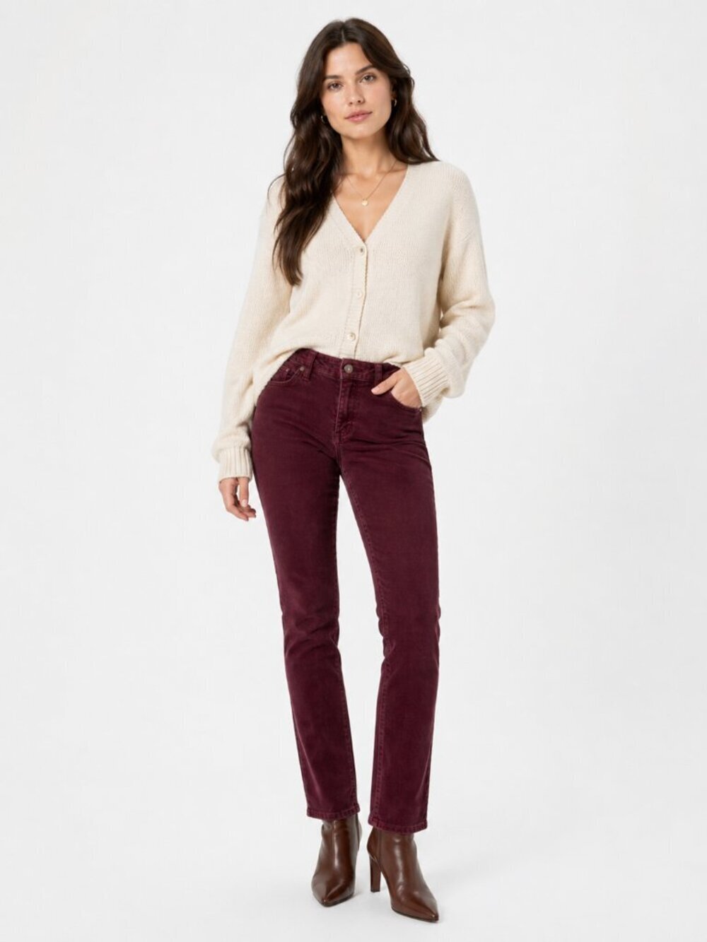 PATAGONIA Cotton Corduroy Slim Pants Jeans Burgundy 27 - Picture 2 of 15